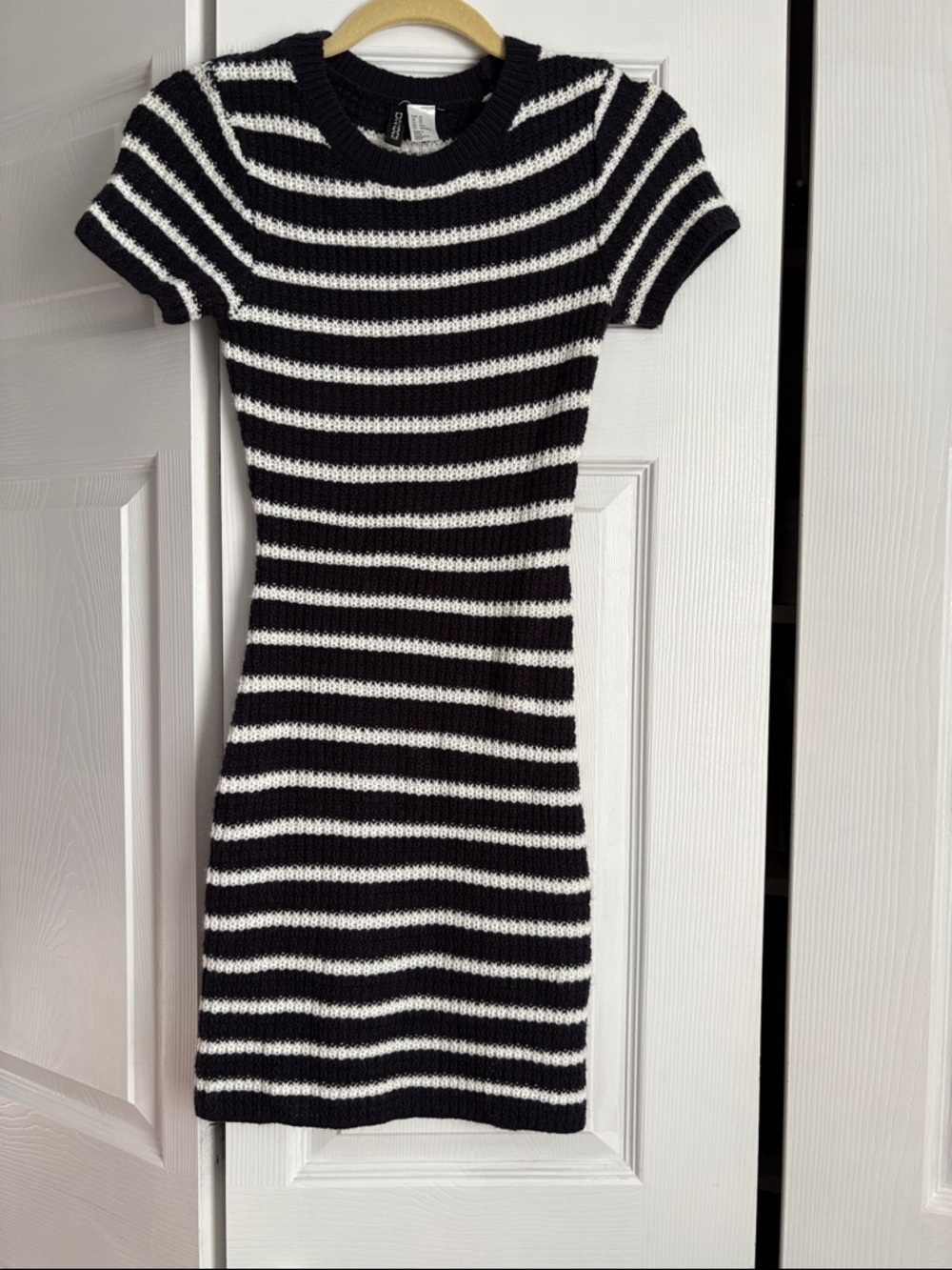 Divided Black & White Striped Knit Mini Dress